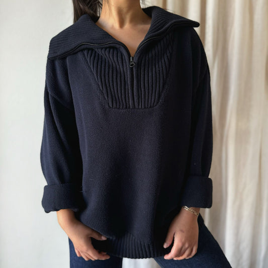 Zara Quarter Zip Knit Sweater - S